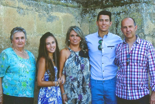 The whole family. Antonia, María del Mar Jr and Sr, Daniel the son and José the father, ca 2015